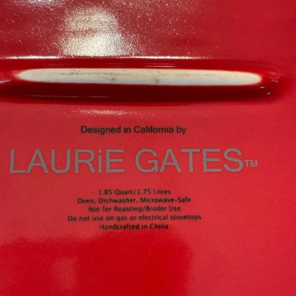 Laurie Gates Small Square Casserole Baking Dish Red 1.85 Quarts